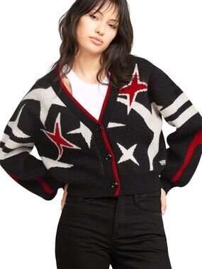 G-Star RAW Holiday Loose Fit Wool Blend Star Cardigan | M | Black | NWT